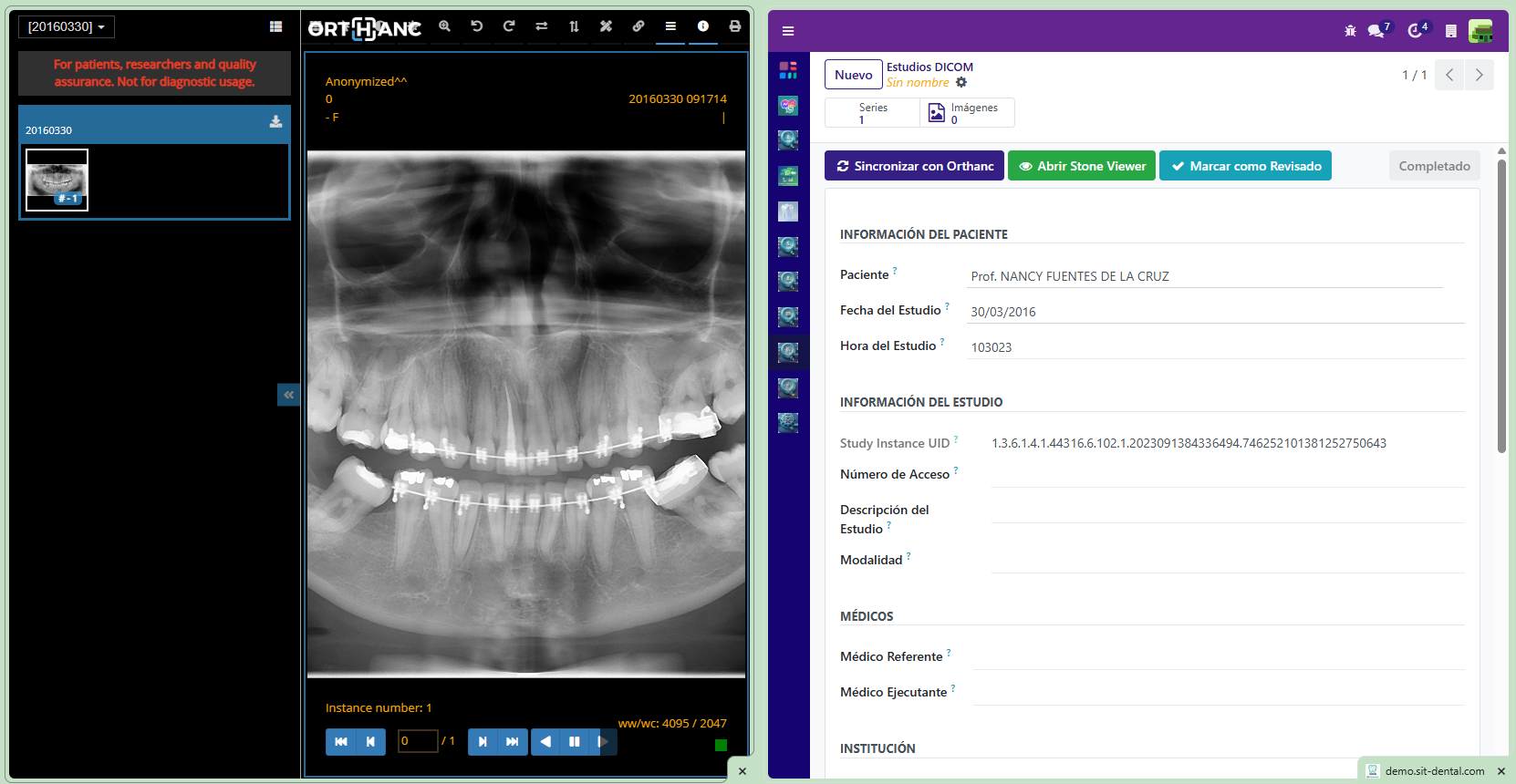 Visor de imágenes Dicom en SIT-DENTAL