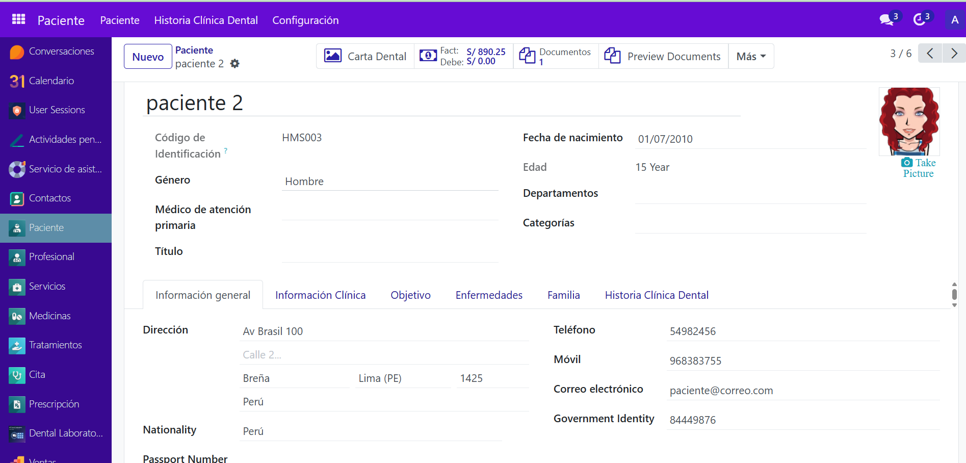 Gestión de pacientes odontológicos