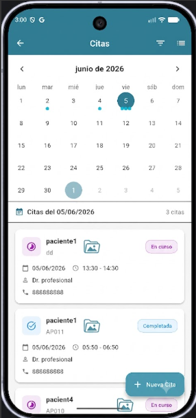 Gestión de citas dentales desde app móvil con agenda visual, recordatorios WhatsApp y confirmación de pacientes